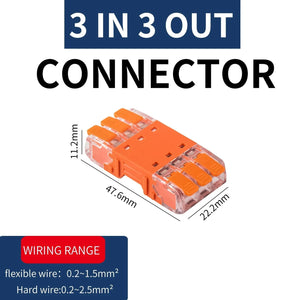 Conversions Tech CMK-643(3 in 3 out) / 10Pcs / Line Connector|Male Female Insert JINH 10Pcs CMK 64 Quick Lever Wire Connectors 2/3 In and 2/3 Out for Compact Plug Male Female Terminals Universal Blocks