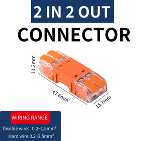 Conversions Tech CMK-642(2 in 2 out) / 10Pcs / Line Connector|Male Female Insert JINH 10Pcs CMK 64 Quick Lever Wire Connectors 2/3 In and 2/3 Out for Compact Plug Male Female Terminals Universal Blocks