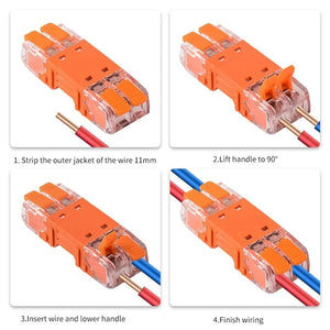 Conversions Tech JINH 10Pcs CMK 64 Quick Lever Wire Connectors 2/3 In and 2/3 Out for Compact Plug Male Female Terminals Universal Blocks
