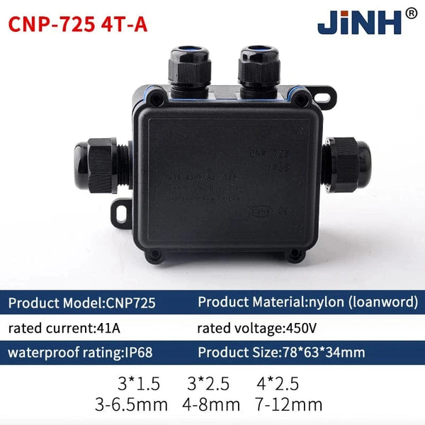 Conversions Tech CNP725-4T-A JINH CNP725 IP68 Waterproof External Junction Box Rainproof Connector 2 3 4 5 6 Way Wiring Terminal Blocks Outdoor Universal