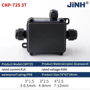 Conversions Tech CNP725-3T JINH CNP725 IP68 Waterproof External Junction Box Rainproof Connector 2 3 4 5 6 Way Wiring Terminal Blocks Outdoor Universal