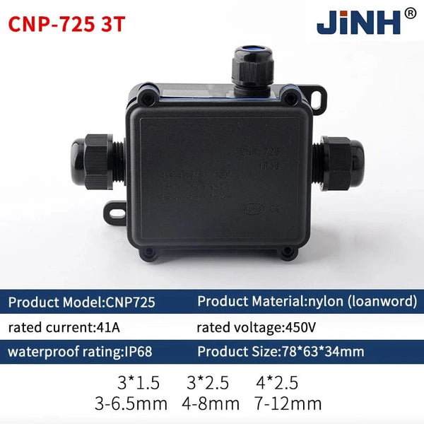 Conversions Tech CNP725-3T JINH CNP725 IP68 Waterproof External Junction Box Rainproof Connector 2 3 4 5 6 Way Wiring Terminal Blocks Outdoor Universal