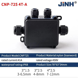 Conversions Tech CNP725-4T-A JINH CNP725 IP68 Waterproof External Junction Box Rainproof Connector 2 3 4 5 6 Way Wiring Terminal Blocks Outdoor Universal