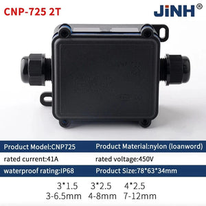 Conversions Tech CNP725-2T JINH CNP725 IP68 Waterproof External Junction Box Rainproof Connector 2 3 4 5 6 Way Wiring Terminal Blocks Outdoor Universal