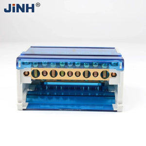 Conversions Tech JINH JH8 Din Rail Terminal Block 207/211/215/407/411/415/2X7/4X7 Bar Distribution Block Screw Electric Wire Power Junction Box
