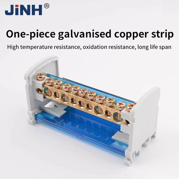 Conversions Tech JINH JH8 Din Rail Terminal Block 207/211/215/407/411/415/2X7/4X7 Bar Distribution Block Screw Electric Wire Power Junction Box