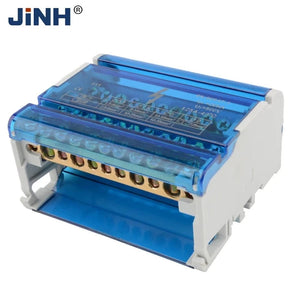 Conversions Tech JINH JH8 Din Rail Terminal Block 207/211/215/407/411/415/2X7/4X7 Bar Distribution Block Screw Electric Wire Power Junction Box