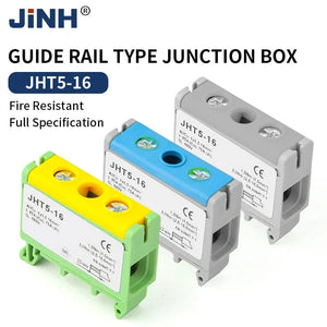 Conversions Tech JINH JHT5 16mm² Aluminum Distribution Block Din Rail Cable 1 in Multiple Out Universal Connector Terminal Block Box