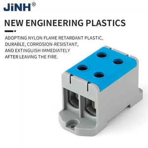 Conversions Tech JINH JHT5 16mm² Aluminum Distribution Block Din Rail Cable 1 in Multiple Out Universal Connector Terminal Block Box