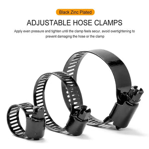 Conversions Tech JUIDINTO 1~5pcs Adjustable Hose Clips Pipe Clamp Black Stainless Steel 6~216mm Worm Gear Hose Clamps for Water Gas Pipes