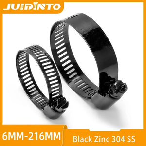 Conversions Tech 141-165mm 1pc JUIDINTO 1~5pcs Adjustable Hose Clips Pipe Clamp Black Stainless Steel 6~216mm Worm Gear Hose Clamps for Water Gas Pipes