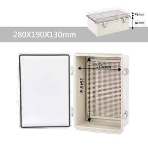 Conversions Tech 290*190*140mm Junction Box, Hinged Cover Stainless Steel Latch IP67 Waterproof Plastic Enclosure for Electrical Project with Mounting Plate