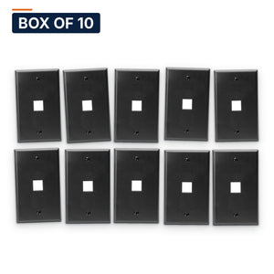 Conversions Tech Wall Plates Box of 10 ($1.99 ea) Keystone Wall Plate, 1-Port, 1-Gang, Black | Single Gang Faceplate for Cat6, HDMI, Coax Inserts | 5125-901