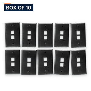 Conversions Tech Wall Plates Box of 10 ($1.99 ea) Keystone Wall Plate, 2-Port, 1-Gang, Black | Single Gang Faceplate for Cat6, HDMI, Coax Inserts | 5125-902