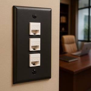 Conversions Technology Keystone Keystone Wall Plate  |  3 Hole,  1-Gang,  black