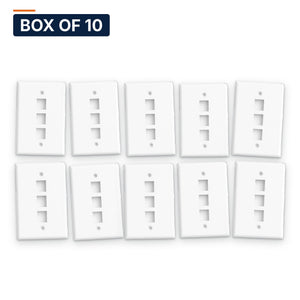 Conversions Tech Wall Plates Box of 10 ($1.99 ea) Keystone Wall Plate, 3-Port, 1-Gang, White | Single Gang Faceplate for Cat6, HDMI, Coax Inserts | 5125-703