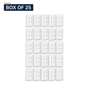 Conversions Tech Wall Plates Box of 25 ($1.84 ea) Keystone Wall Plate, 4-Port, 1-Gang, White | Single Gang Faceplate for Cat6, HDMI, Coax Inserts | 5125-704