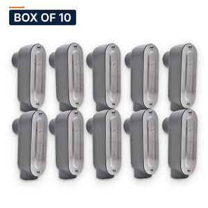 Conversions Tech Electrical > Conduit Fittings > Conduit Bodies Box of 10 ($10.79 ea) LB Conduit Body 1-1/4 in. Threaded, Rigid/IMC, Copper-Free Aluminum, with Cover & Gasket | 675-30004