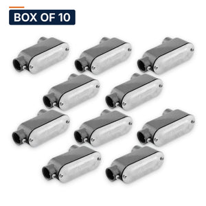 Conversions Tech Electrical > Conduit Fittings > Conduit Bodies Box of 10 ($5.79 ea) LB Conduit Body 1 in. Set-Screw, EMT, Copper-Free Aluminum, with Cover & Gasket | 677-30003