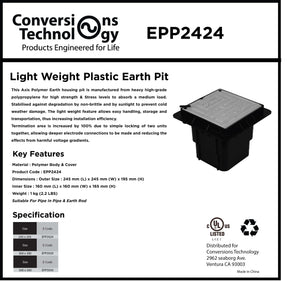 Conversions Technology Adapter Cable Light Weight Plastic Earth Pit - EPP2424