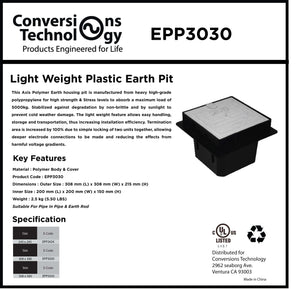 Conversions Technology Adapter Cable Light Weight Plastic Earth Pit - EPP3030
