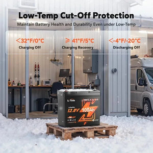 Conversions Tech 100Ah XtraMini / Black / 12 V Litime Ultra Compact 12V 100Ah Xtra Mini Bluetooth Small Lithium Ion Batteries for Portable Energy Storage Inverter Backup RV