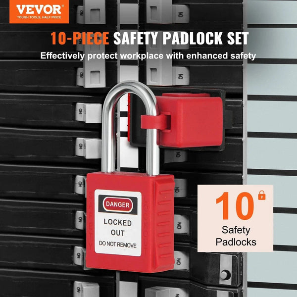 Conversions Tech 10 Pieces Lockout Tagout Locks Set, 10 PCS Red Safety Lockout Padlocks, with 2 Keys Per Lock, OSHA Compliant Lockout Locks, Lock Out Tag O