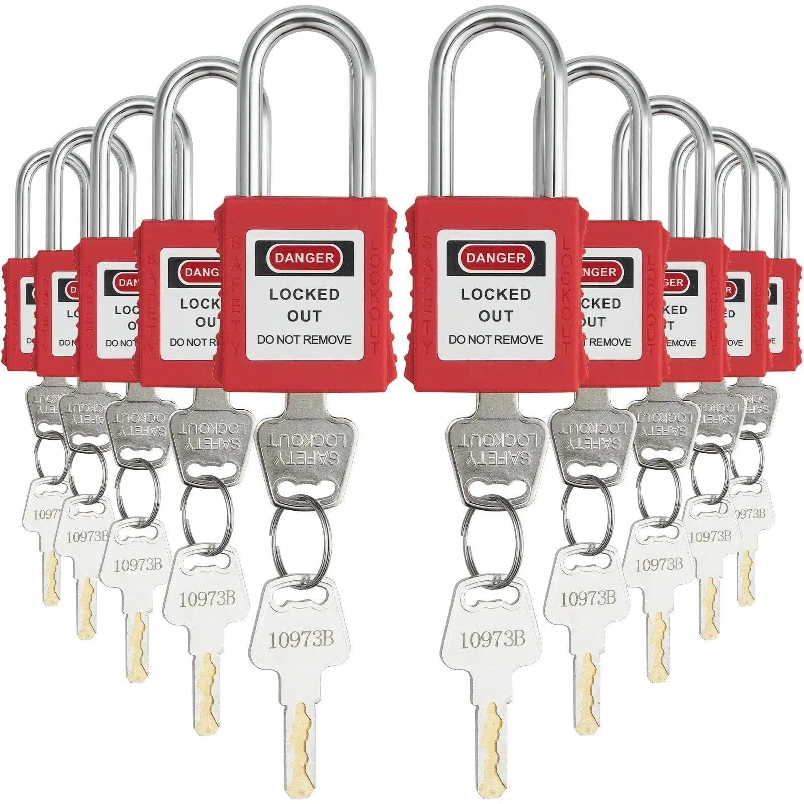 Lockout Tagout Locks Set, 10 PCS Red Safety Lockout Padlocks, with 2 K ...