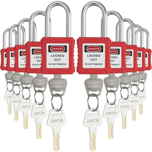 Conversions Tech 10 Pieces Lockout Tagout Locks Set, 10 PCS Red Safety Lockout Padlocks, with 2 Keys Per Lock, OSHA Compliant Lockout Locks, Lock Out Tag O