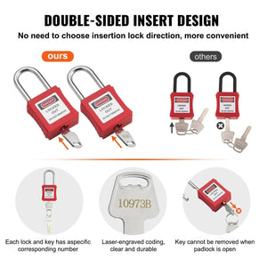 Conversions Tech 10 Pieces Lockout Tagout Locks Set, 10 PCS Red Safety Lockout Padlocks, with 2 Keys Per Lock, OSHA Compliant Lockout Locks, Lock Out Tag O