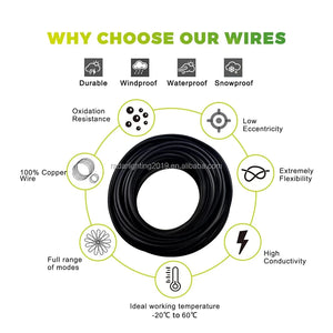 Conversions Tech 5 / Black Low Voltage Cable Landscape Lighting Wire 500ft in a Spool 12/2 14/2 16/2 Awg Electrical Wires