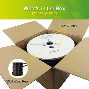 Conversions Tech 5 / Black Low Voltage Cable Landscape Lighting Wire 500ft in a Spool 12/2 14/2 16/2 Awg Electrical Wires