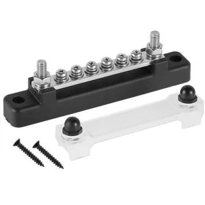 Conversions Tech 6P Black M6 12V Terminal Block Bus Bar 1/4 Inch Stud 150A Electrical Power Distribution Block Bus Bar for Truck Boat Camper RV Caravan