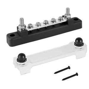 Conversions Tech 5P Black M6 12V Terminal Block Bus Bar 1/4 Inch Stud 150A Electrical Power Distribution Block Bus Bar for Truck Boat Camper RV Caravan