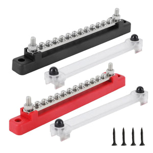 Conversions Tech M6 12V Terminal Block Bus Bar 1/4 Inch Stud 150A Electrical Power Distribution Block Bus Bar for Truck Boat Camper RV Caravan
