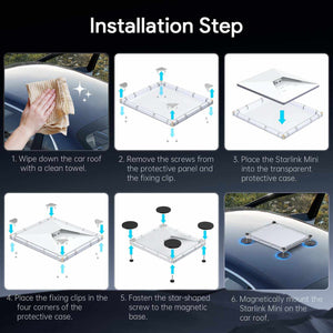 Installation steps for the CT-SK0113 Starlink Mini magnetic roof mount