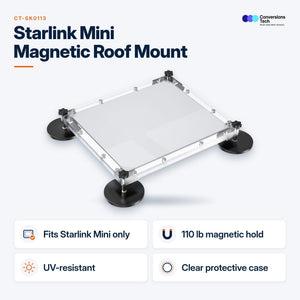 Conversions Tech Networking > Starlink Accessories Magnetic Roof Mount for Starlink Mini – 110 lb Hold, Clear UV-Resistant Case | Car, SUV, RV, Overlanding | CT-SK0113