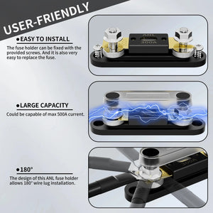 Conversions Tech 300A / 24V Mairne Inline Fuse Holder 300 AMP ANL Fuse Holder Block 0/2/4/8 Gauge AWG Car Audio 300A 1/0 Zero Gauge Fuses with Box