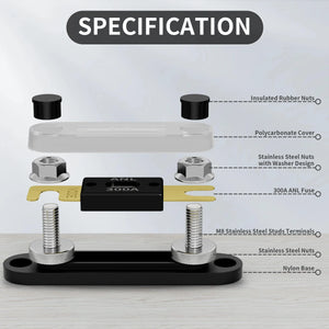 Conversions Tech 300A / 24V Mairne Inline Fuse Holder 300 AMP ANL Fuse Holder Block 0/2/4/8 Gauge AWG Car Audio 300A 1/0 Zero Gauge Fuses with Box