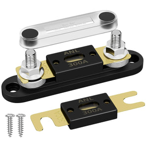 Conversions Tech 300A / 24V Mairne Inline Fuse Holder 300 AMP ANL Fuse Holder Block 0/2/4/8 Gauge AWG Car Audio 300A 1/0 Zero Gauge Fuses with Box