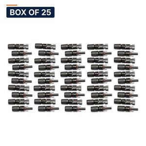 Conversions Tech Solar > MC4 Connectors Box of 25 ($2.12 ea) MC4 Connector Pair, 1000 V DC, 30 A | Male and Female, 10-12 AWG, IP67 | 4904-1000