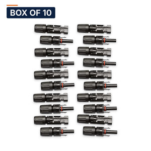Conversions Tech Solar > MC4 Connectors Box of 10 ($2.29 ea) MC4 Connector Pair, 1000 V DC, 30 A | Male and Female, 10-12 AWG, IP67 | 4904-1000