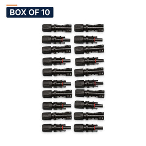 Conversions Tech Solar > MC4 Connectors Box of 10 ($2.29 ea) MC4 Connector Pair, 1500 V DC, 30 A | Male and Female, 10-12 AWG, IP67, UL | 4904-1500