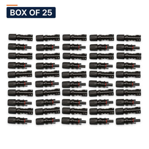 Conversions Tech Solar > MC4 Connectors Box of 25 ($2.08 ea) MC4 Connector Pair, 1500 V DC, 30 A | Male and Female, 10-12 AWG, IP67, UL | 4904-1500