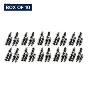 Conversions Tech Solar > MC4 Connectors Box of 10 ($11.50 ea) MC4 T-Branch Parallel Connector, 2 to 1 | Pair, 1000 V DC, 30 A | 4904-472