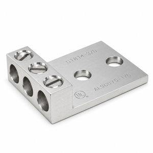 Conversions Tech Electrical > Connectors > Mechanical Connectors Mechanical Lug, 3-Conductor, 2-Hole | 14 AWG to 1/0 AWG, Dual-Rated AL9CU, 1/4 in Holes, Slotted Set Screws, cULus | CT-T3H2-1/0A
