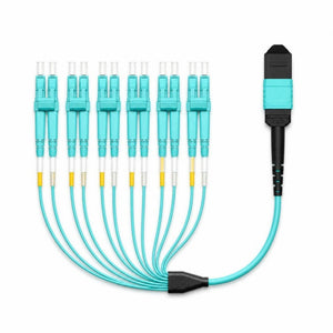 Conversions Tech Fiber Optic MPO to LC Fiber Trunk Cable, OM3 12-Fiber | 40G Multimode Breakout, Type B, LSZH | 1–100 m