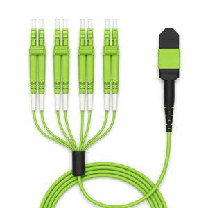 Conversions Tech Fiber Optic MPO to LC Fiber Trunk Cable, OM5 8-Fiber | 40G/100G Wideband Multimode Breakout, Type B, LSZH | 1–100 m
