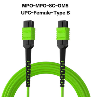 Conversions Tech MPO to MPO/LC Fiber Optic Cable OM3/OM4/OM5 8/12Core Multi-Mode Patch Trunk Jumper Cord 40Gb/100Gb Female Type B UPC LSZH Jacket