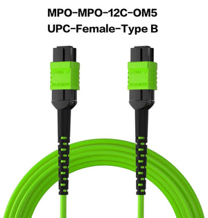 Conversions Tech MPO to MPO/LC Fiber Optic Cable OM3/OM4/OM5 8/12Core Multi-Mode Patch Trunk Jumper Cord 40Gb/100Gb Female Type B UPC LSZH Jacket